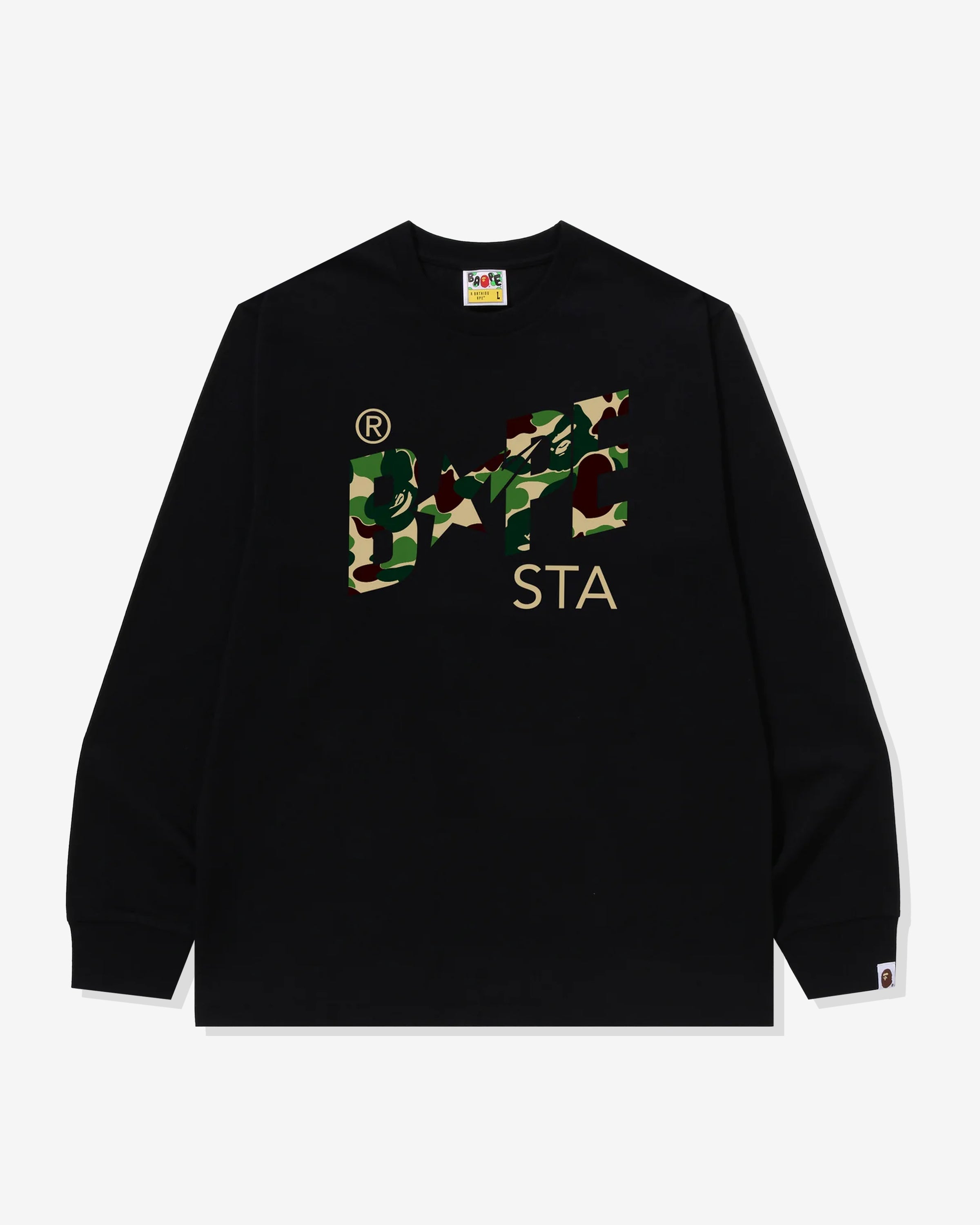 Bape Abc Camo Bape Sta Ls Tee — Black